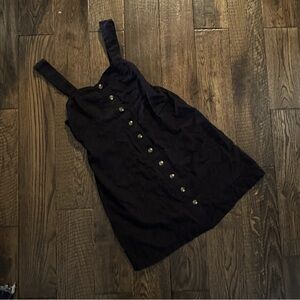 Black linen button down jumper dress